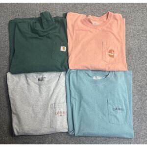 Carhartt Mens 2XL Loose Fit Long Sleeve Graphic Work Shirts Lot Of 4